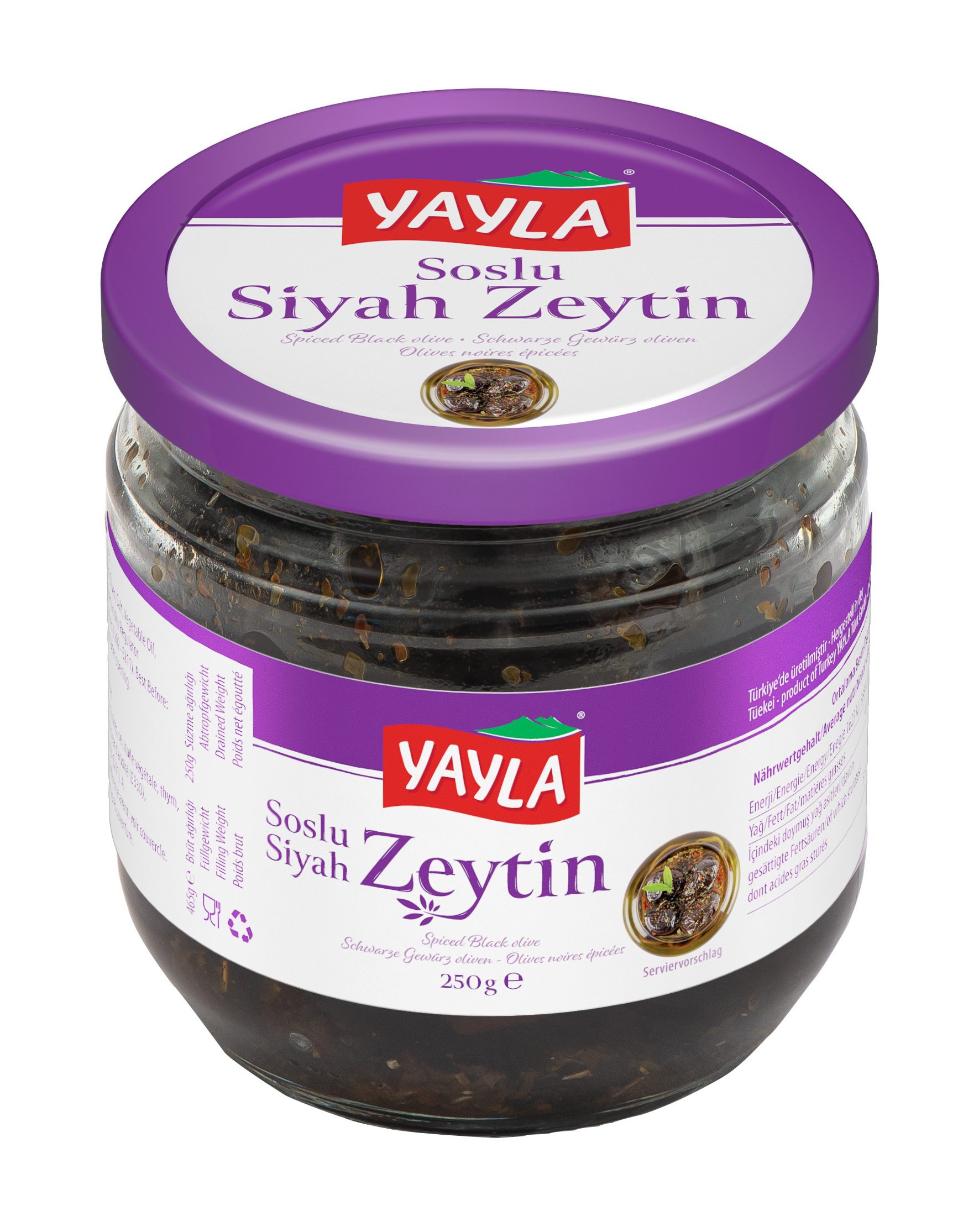 Yayla Schwarze Oliven mariniert 250g